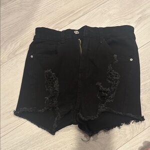Amazon Black Jean Shorts Distressed Frayed Hem